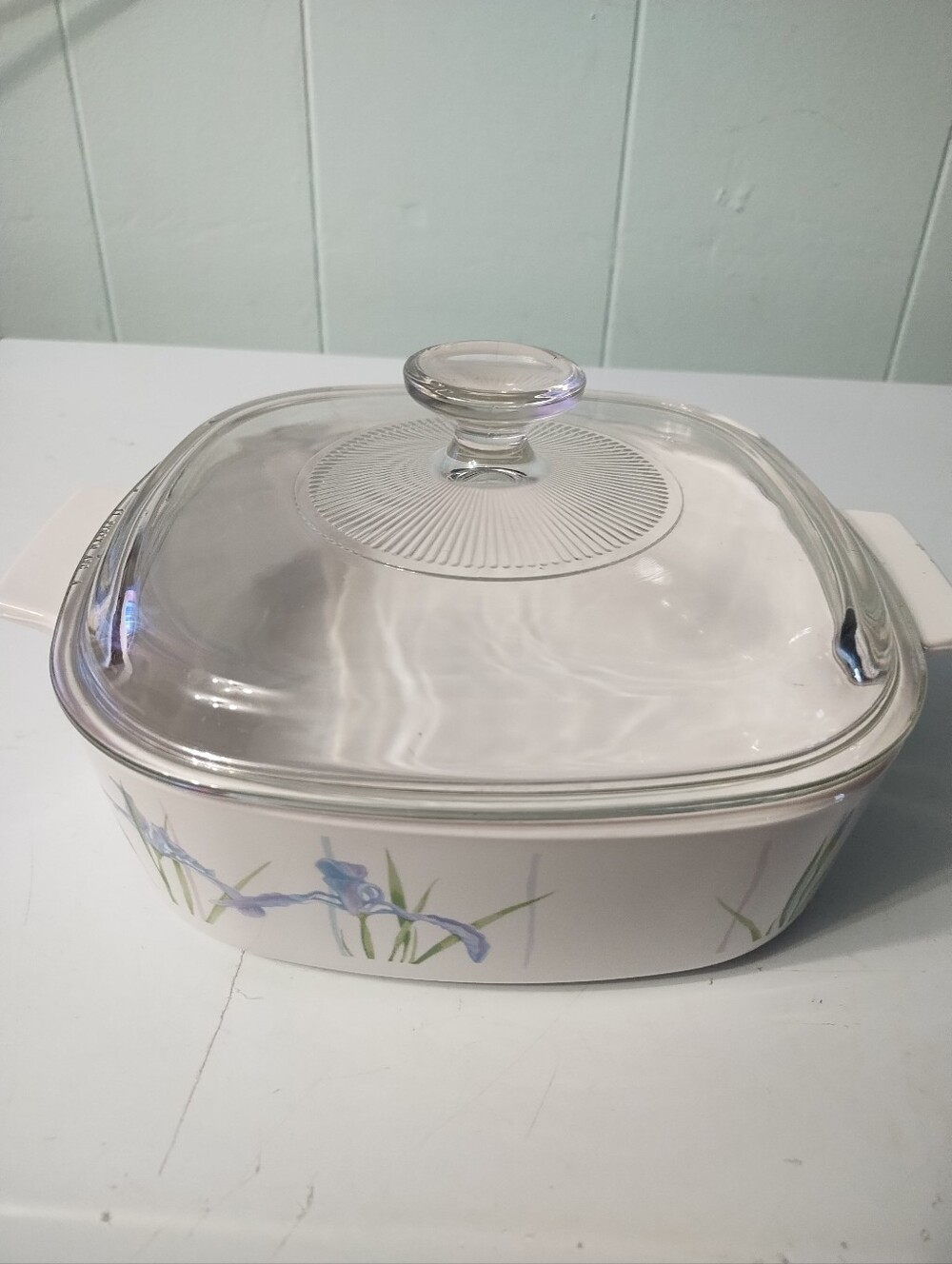 Vintage Corningware Shadow Iris 1 1/2 Quart Casserole Dish, Replacement Lid